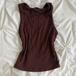 Brown Ribbed Tank